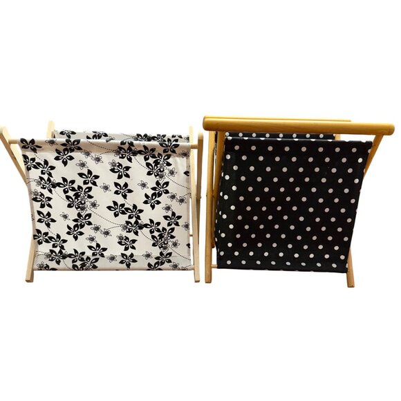 TWO Foldable Magazine Yarn Caddies Holder Floral & Polka Dot Designs Lightweight - Picture 3 of 8